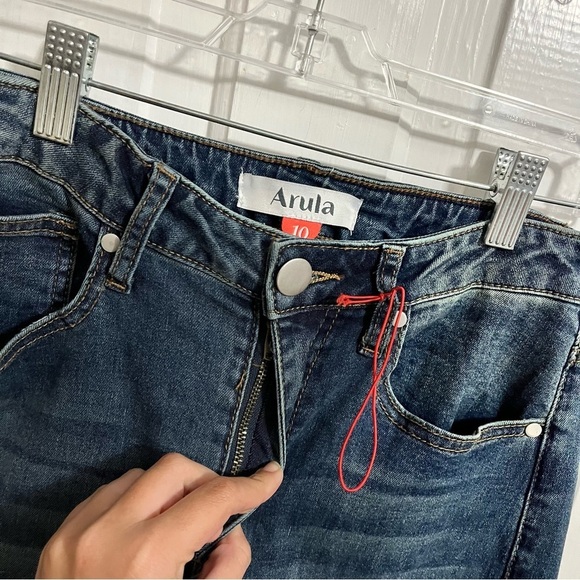 Arula Slit Leg Jeans Straight Leg Medium Wash Split Size 10 Z - Picture 2 of 9